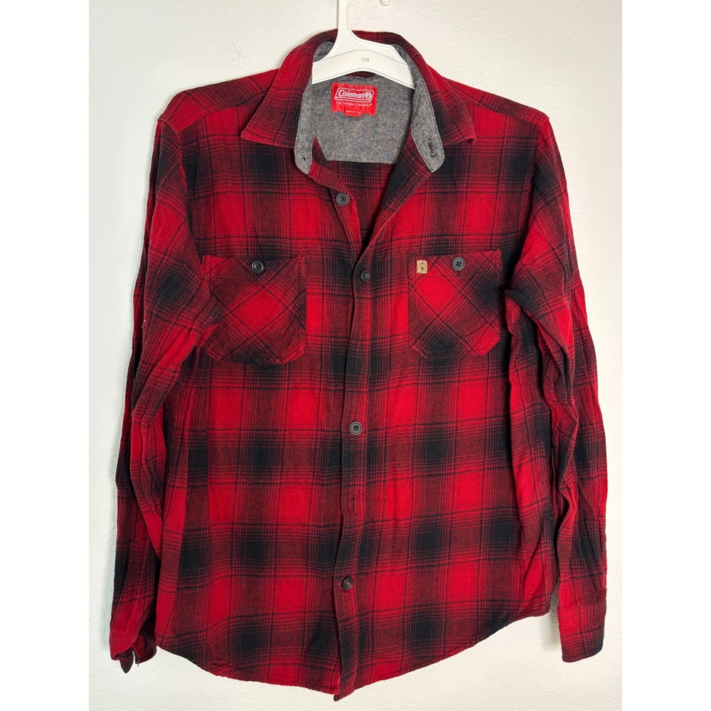 Coleman Mens Red Black Buffalo Plaid Flannel Button Down Shirt Large Outdoor‎ L